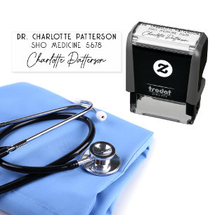 Medical Doctor Signature Name and Credentials Self-inking Stamp