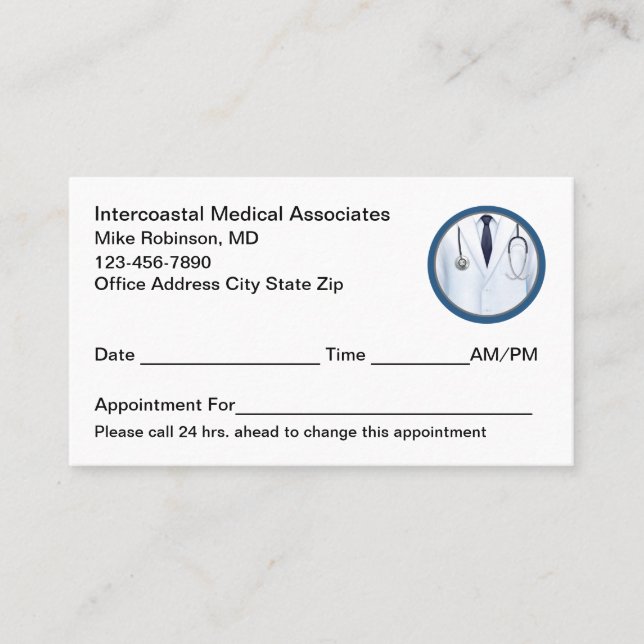 Medical Doctor Simple Appointment Cards (Front)
