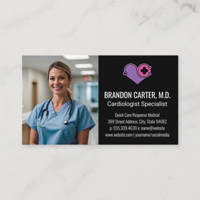 Medical Doctor Smiling in Hospital Business Card (Front)