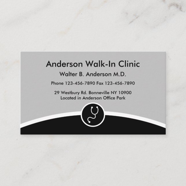 Medical Doctor Walk In Clinic Business Card (Front)