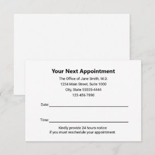 Medical Doctor Your Appointment Reminder White Card