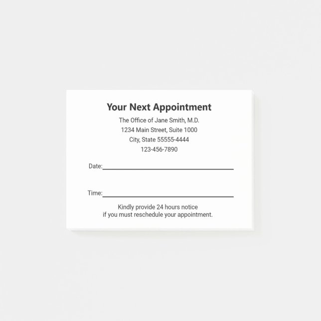 Medical Doctor Your Next Appointment Reminder Post-it Notes (Front)