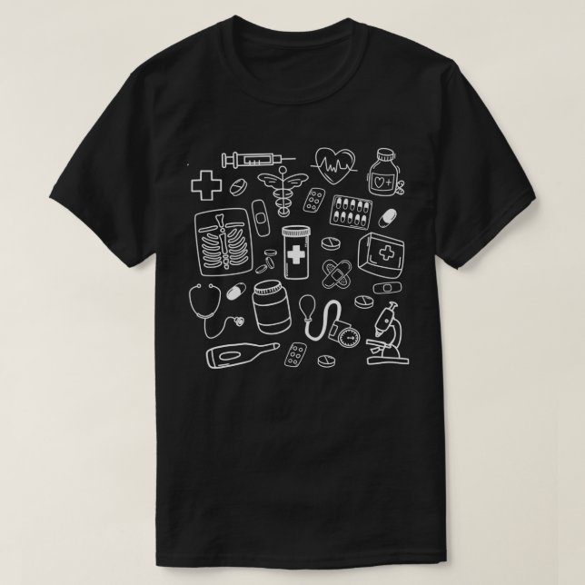 Medical Doodles For Women In Healthcare Profession T-Shirt (Design Front)