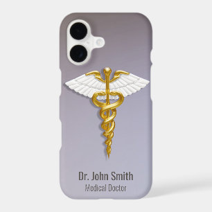 Medical Elegant Gold Caduceus White Wings