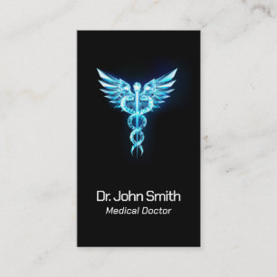 Medical Elegant Gold Caduceus Wings Classy  Business Card