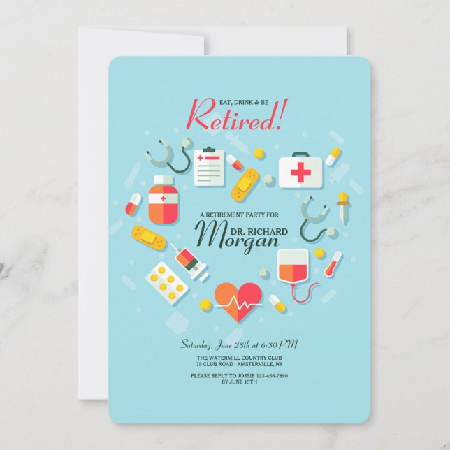 Medical Elements Retirement Party Invitation (Front)