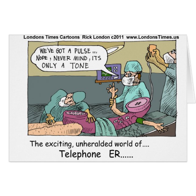 Medical Emergency 4 Telephones Funny Gift Mug Card (Front Horizontal)