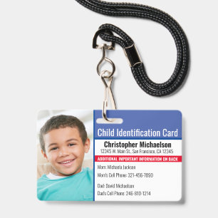 Medical Emergency Allergy Photo Child ID Badge