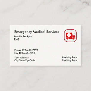 Medical Emergency EMS Ambulance Business Card