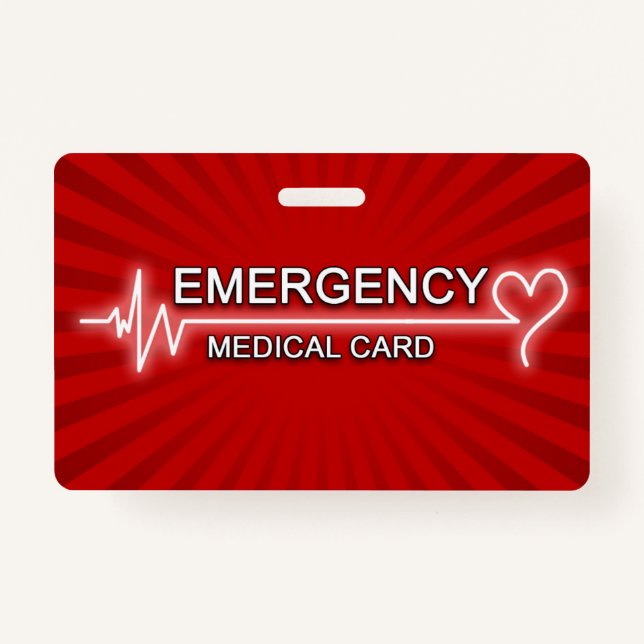 Medical Emergency ID Card ID Badge (Front)