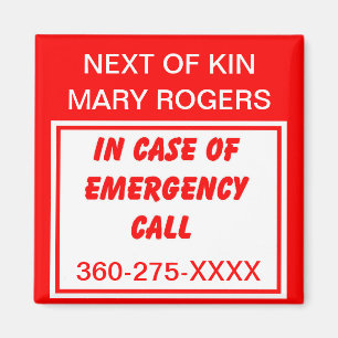Medical Emergency Notification Magnet