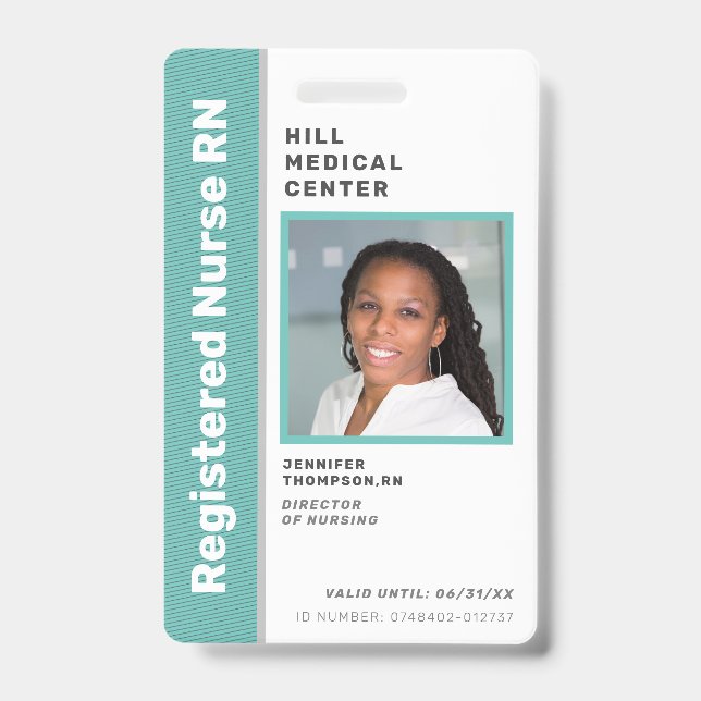 Medical Employee Green Photo ID Badge (Front)