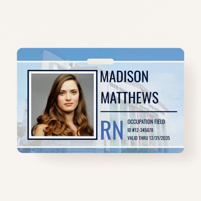 Medical Employee ID - Customisable Hospital Photo ID Badge (Front)