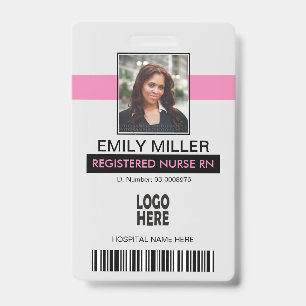 Medical employee id, logo pink photo template ID badge
