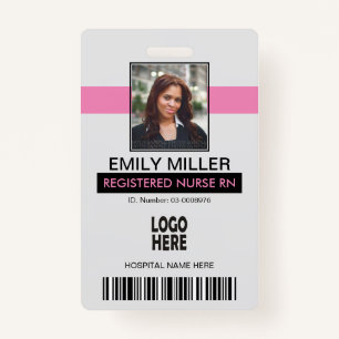 Medical employee id, logo pink photo template ID badge