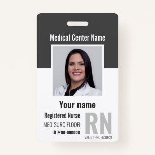 Medical Employee Photo Bar-Code Logo Name ID Badge