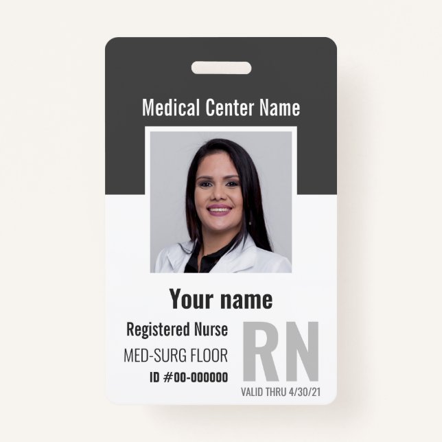 Medical Employee Photo Bar-Code Logo Name ID Badge (Front)