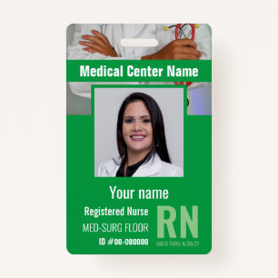 Medical Employee Photo Bar-Code Logo Name ID Badge