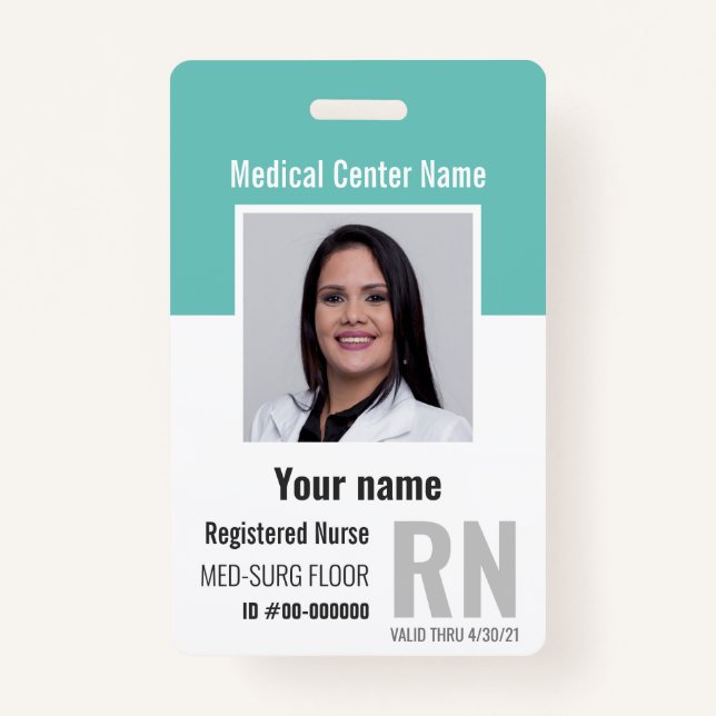 Medical Employee Photo ID Badge (Front)