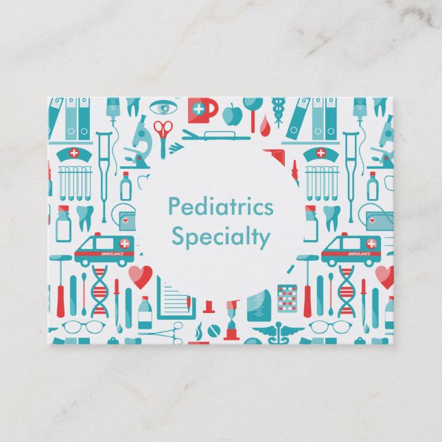 Medical Equipment in Teal and Red Business Card (Front)