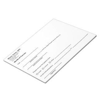 Medical Excuse Doctor Office Black White Template Notepad