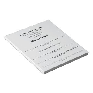 Medical Excuse Doctor's Note Black Grey Notepad
