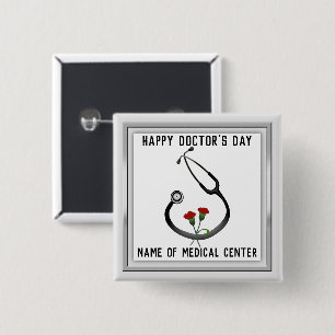Medical Facility Doctor's Day Stethoscope  15 Cm Square Badge