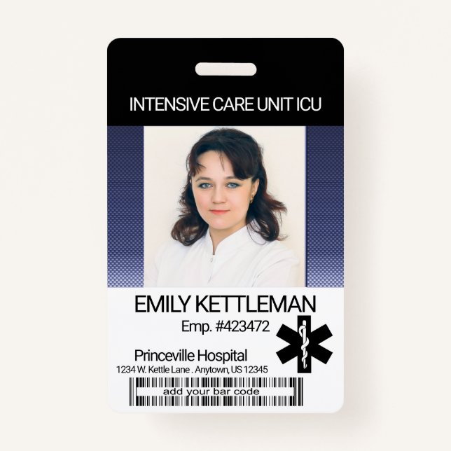 Medical Field Photo Badge - Dark Blue ID Badge (Front)