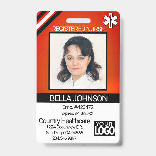 Medical Field Photo Badge - Nurse - Orange ID Badge