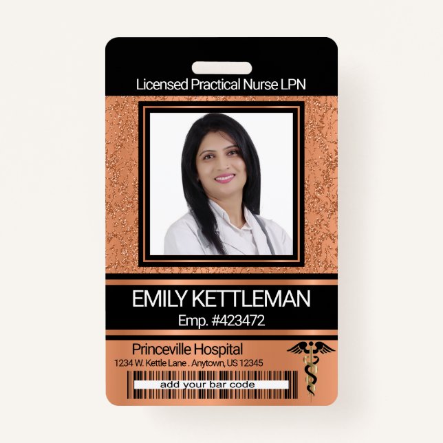 Medical Field Photo Badge - Orange ID Badge (Front)