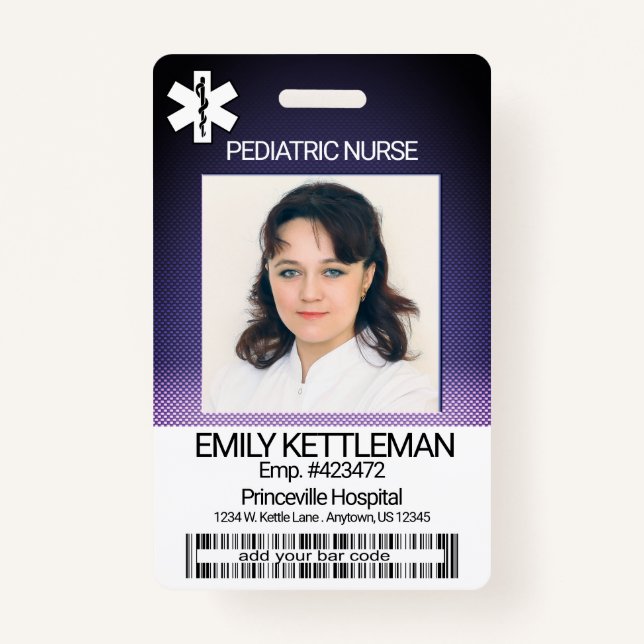 Medical Field Photo Badge - Paediatrics Nurse ID Badge (Front)