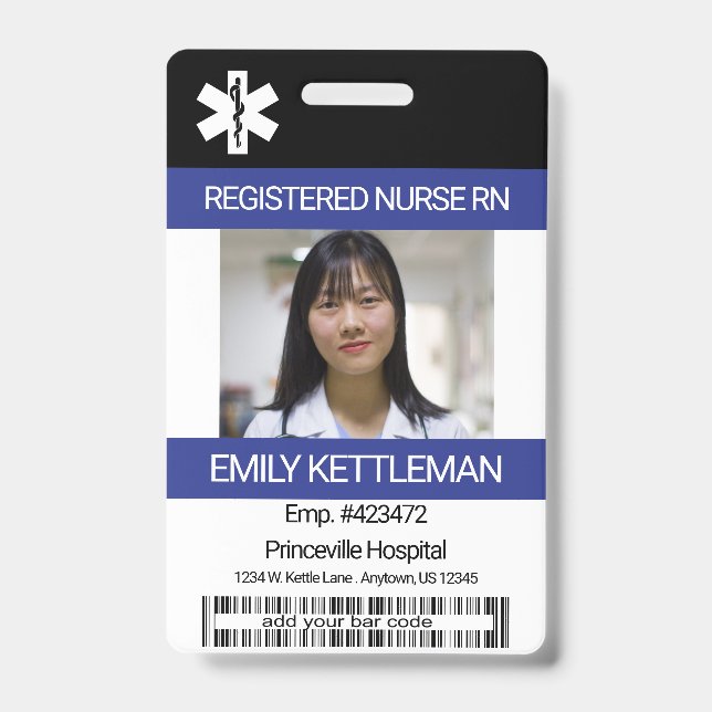 Medical Field Photo / Barcode - Nurse ID Badge (Front)