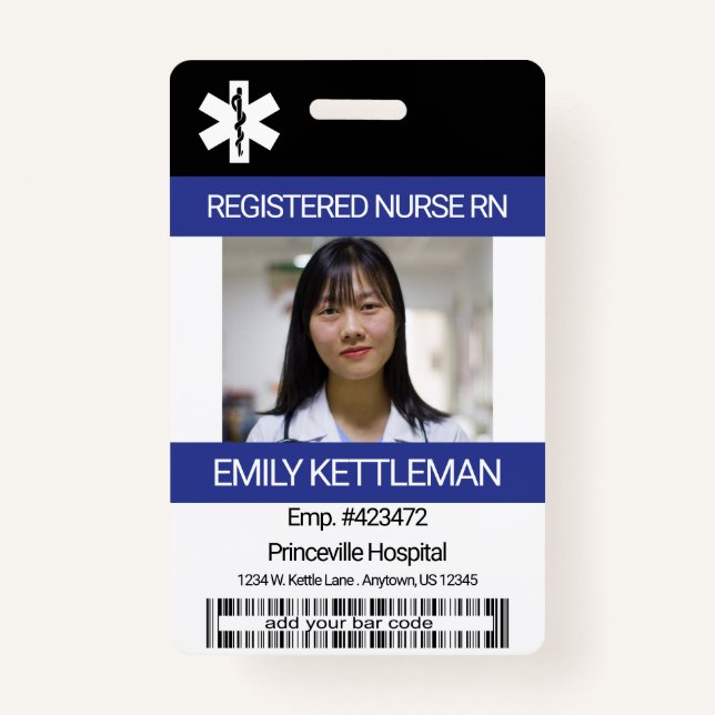 Medical Field Photo / Barcode - Nurse ID Badge (Front)