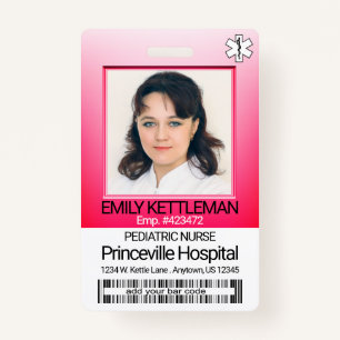 Medical Field Photo - Nurse - Pink ID Badge
