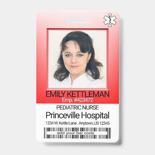 Medical Field Photo - Nurse - Red ID Badge (Front)