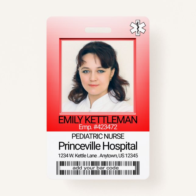Medical Field Photo - Nurse - Red ID Badge (Front)