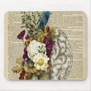 medical floral brain anatomy mouse mat