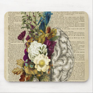 medical floral brain anatomy mouse mat
