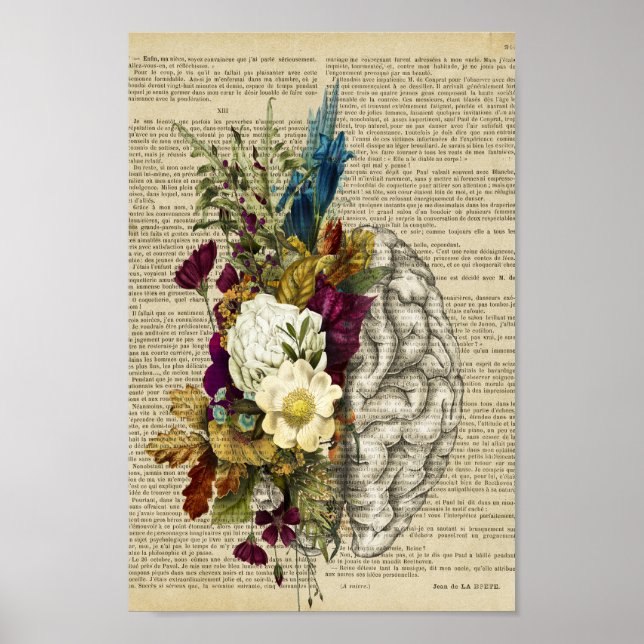 medical floral brain anatomy poster (Front)