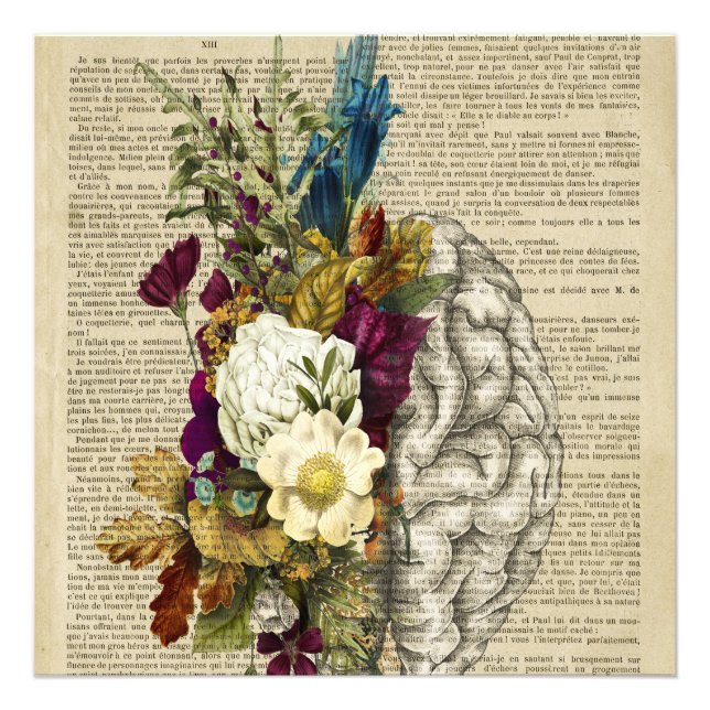medical floral brain anatomy poster (Front)