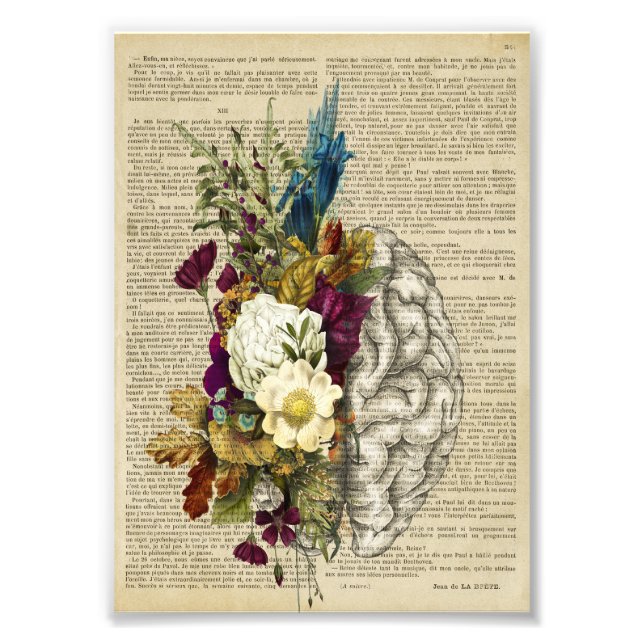 medical floral brain anatomy poster (Front)