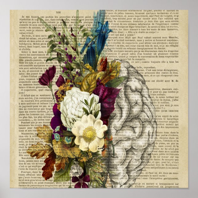 medical floral brain anatomy poster (Front)