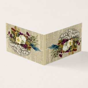 medical floral brain anatomy poster business card