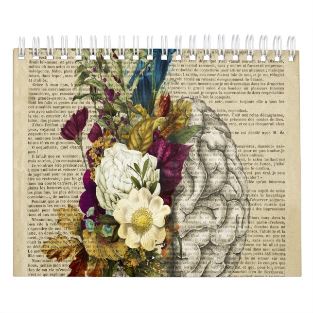 medical floral brain anatomy poster calendar (Cover)