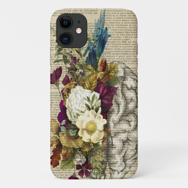 medical floral brain anatomy poster Case-Mate iPhone case (Back)