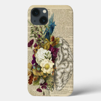 medical floral brain anatomy poster iPhone 13 case