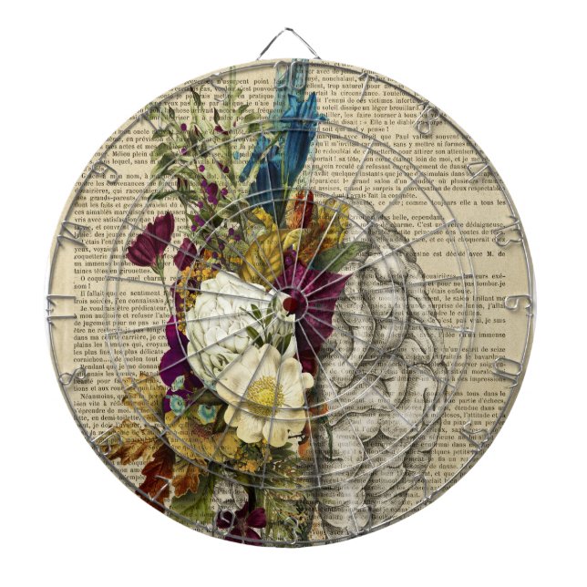 medical floral brain anatomy poster dartboard (Front)