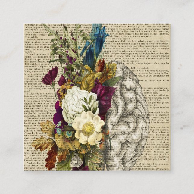 medical floral brain anatomy poster discount card (Front)
