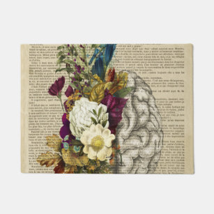 medical floral brain anatomy poster doormat