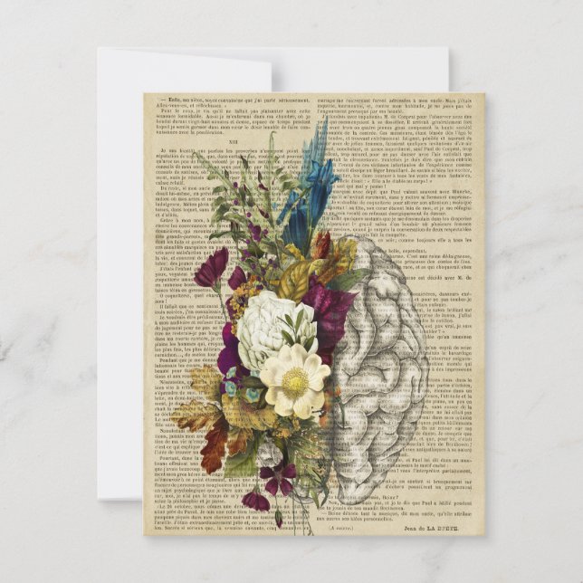 medical floral brain anatomy poster holiday card (Front)